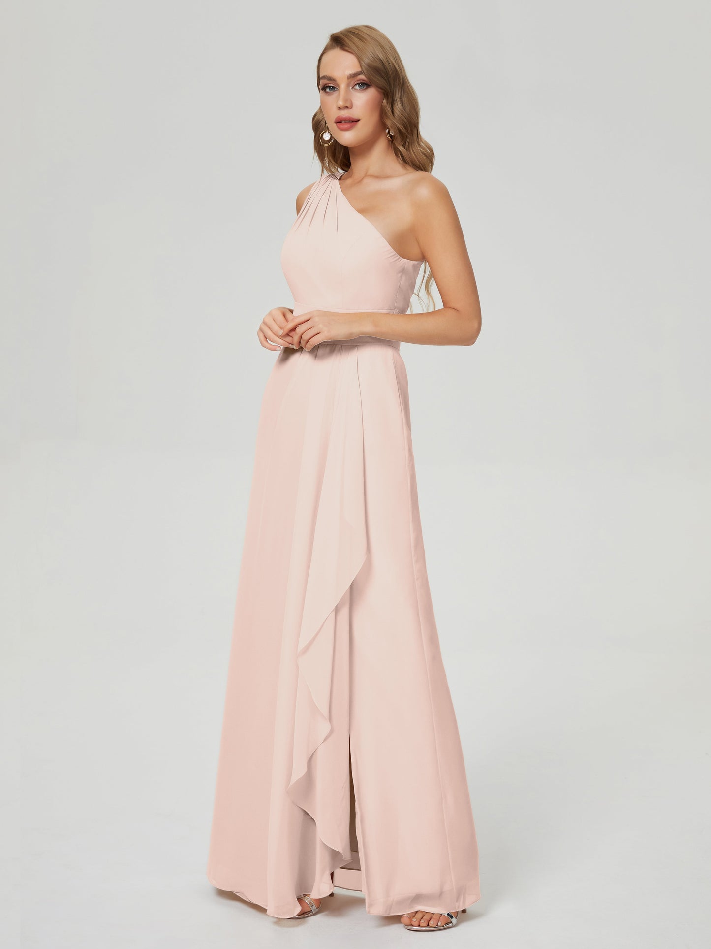 Samara Side Slit One Shoulder Chiffon Bridesmaid Dress