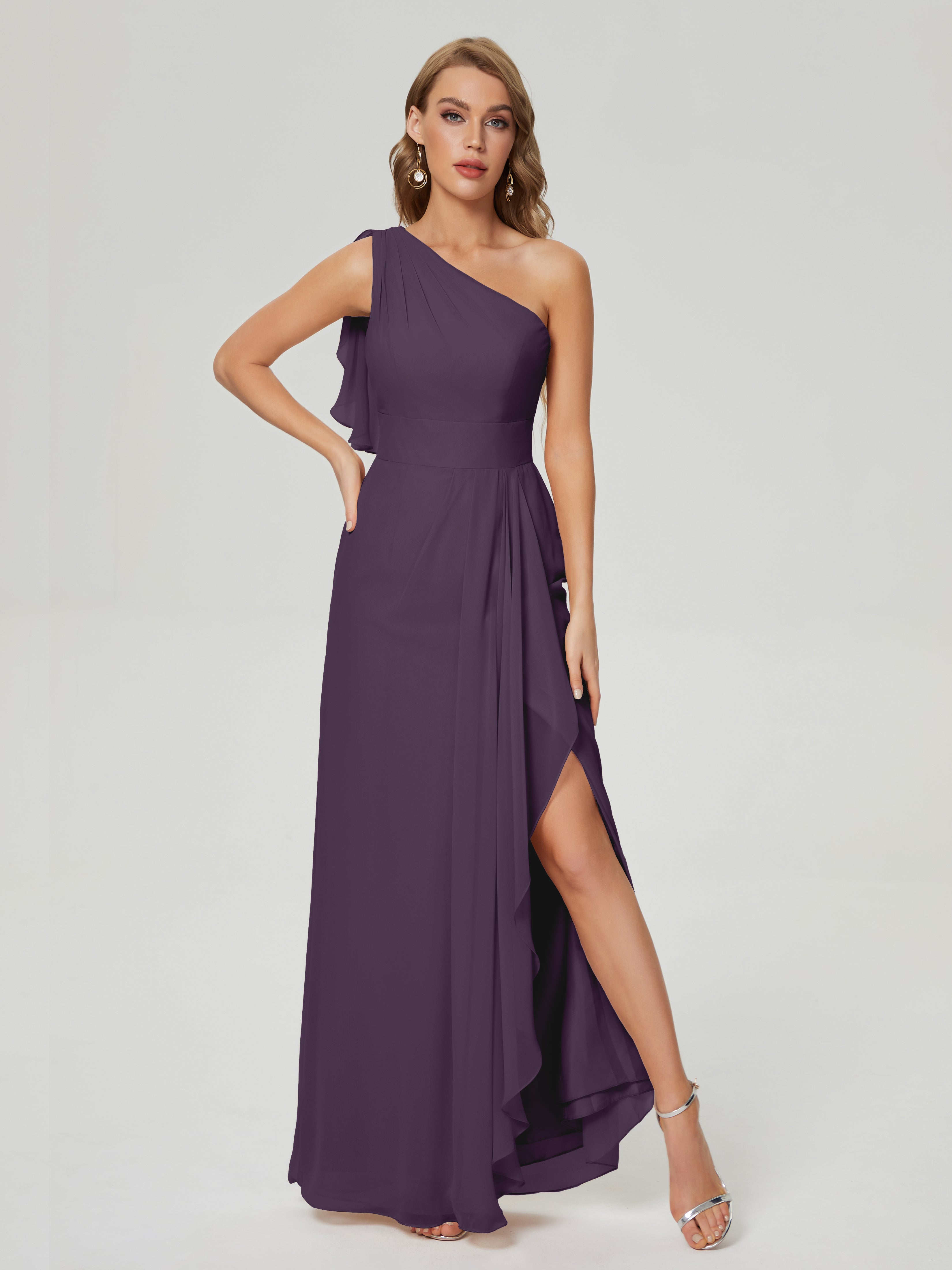 Samara Side Slit One Shoulder Chiffon Bridesmaid Dress