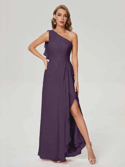 Samara Side Slit One Shoulder Chiffon Bridesmaid Dress