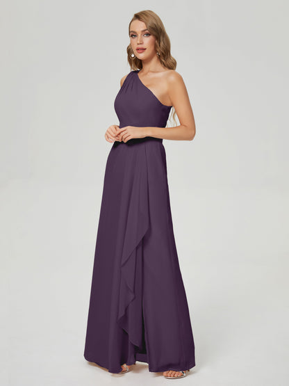Samara Side Slit One Shoulder Chiffon Bridesmaid Dress