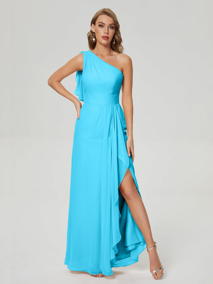 Samara Side Slit One Shoulder Chiffon Bridesmaid Dress