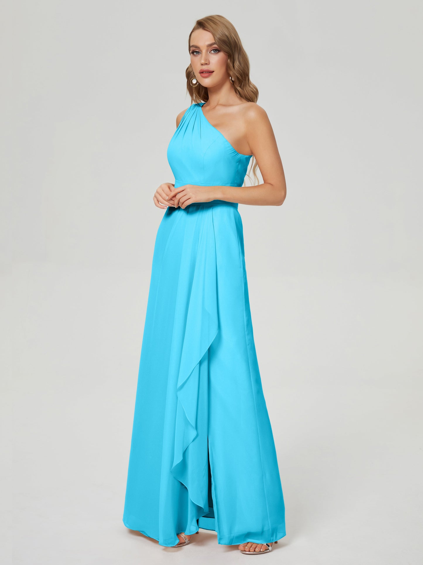 Samara Side Slit One Shoulder Chiffon Bridesmaid Dress