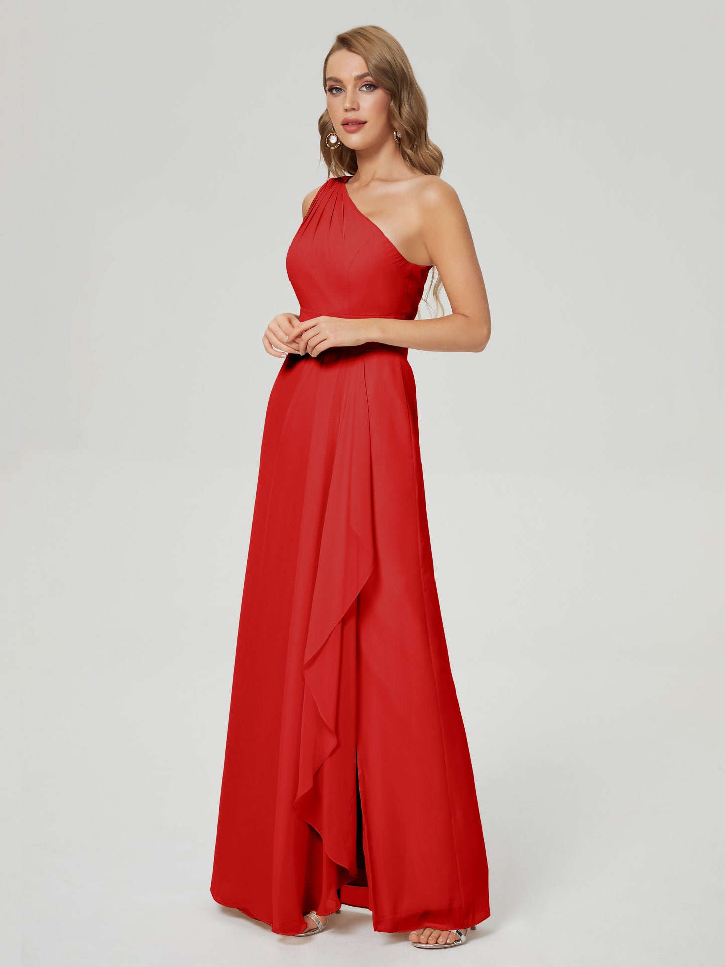 Samara Side Slit One Shoulder Chiffon Bridesmaid Dress