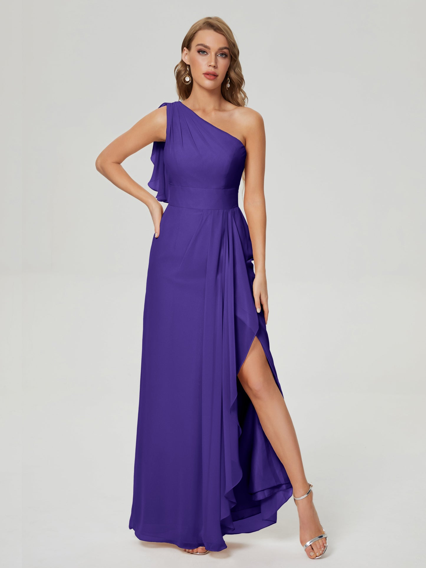 Samara Side Slit One Shoulder Chiffon Bridesmaid Dress