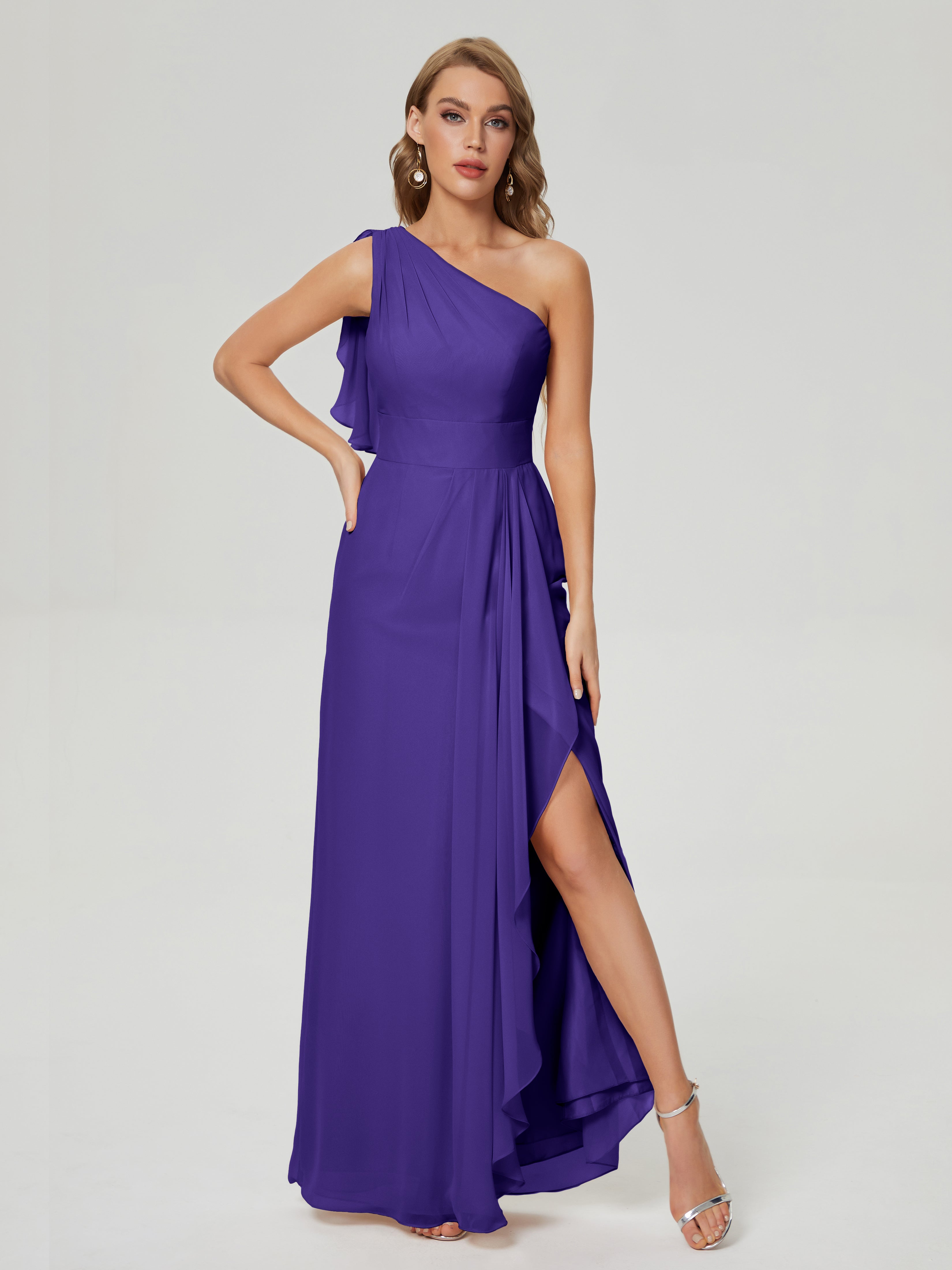 Samara Side Slit One Shoulder Chiffon Bridesmaid Dress