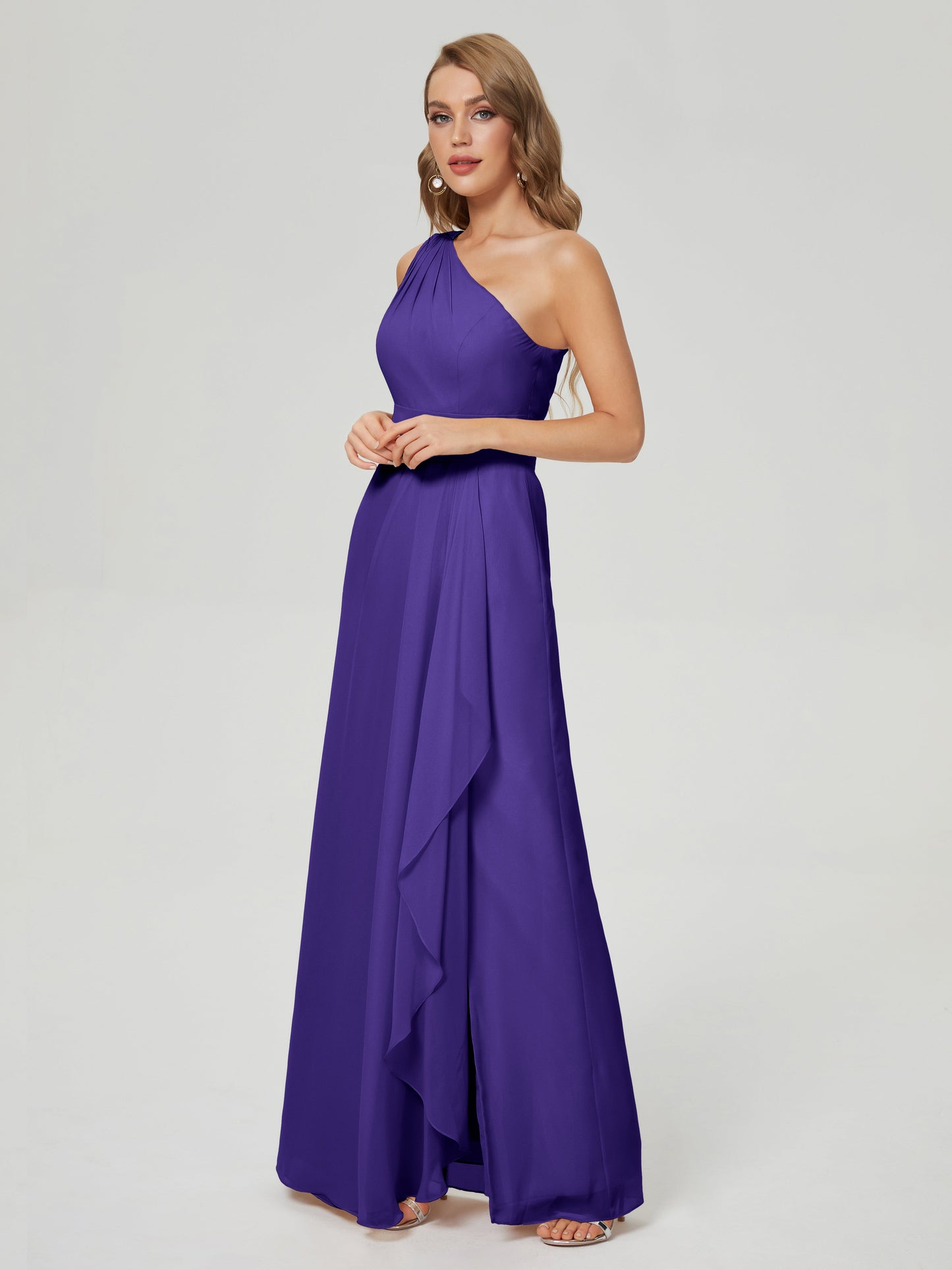 Samara Side Slit One Shoulder Chiffon Bridesmaid Dress