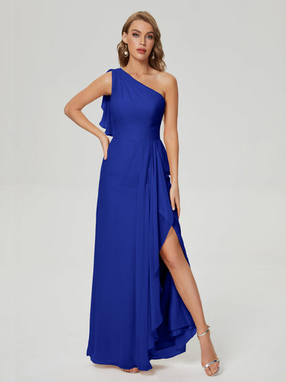 Samara Side Slit One Shoulder Chiffon Bridesmaid Dress