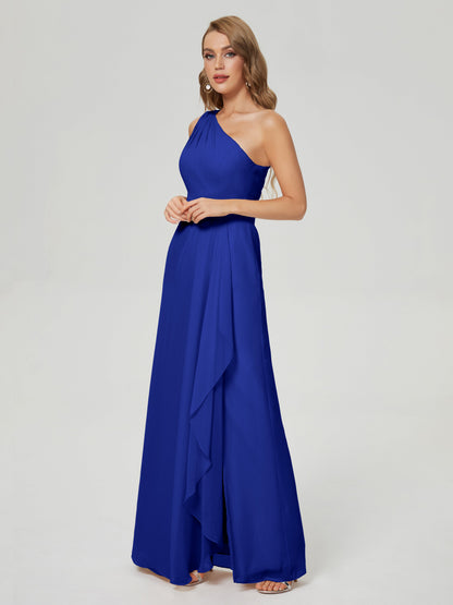 Samara Side Slit One Shoulder Chiffon Bridesmaid Dress