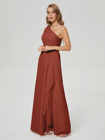 Samara Side Slit One Shoulder Chiffon Bridesmaid Dress