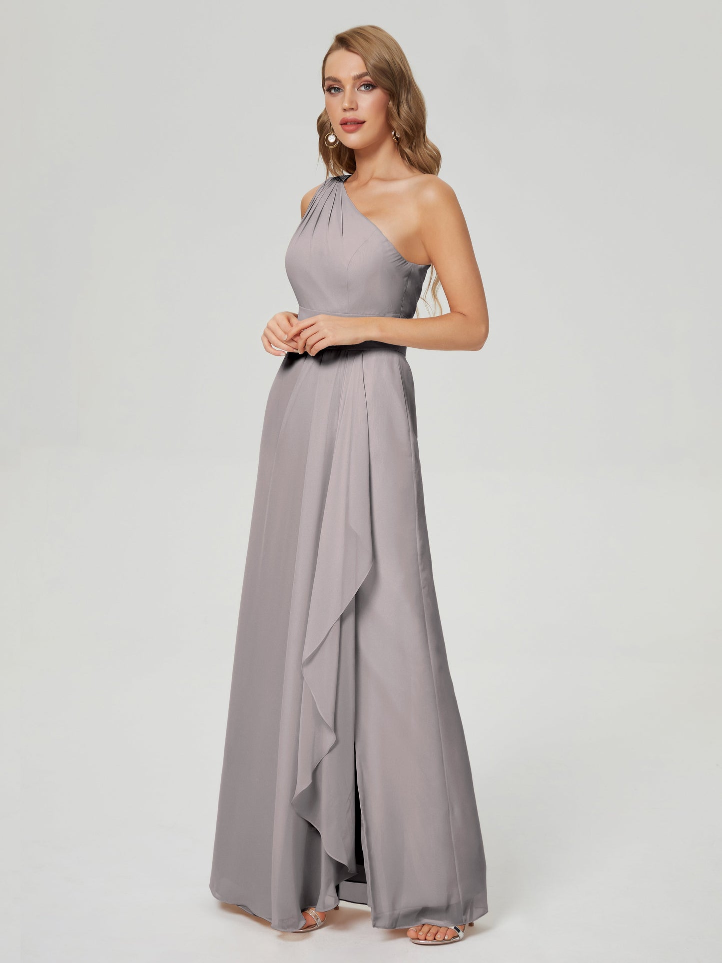 Samara Side Slit One Shoulder Chiffon Bridesmaid Dress