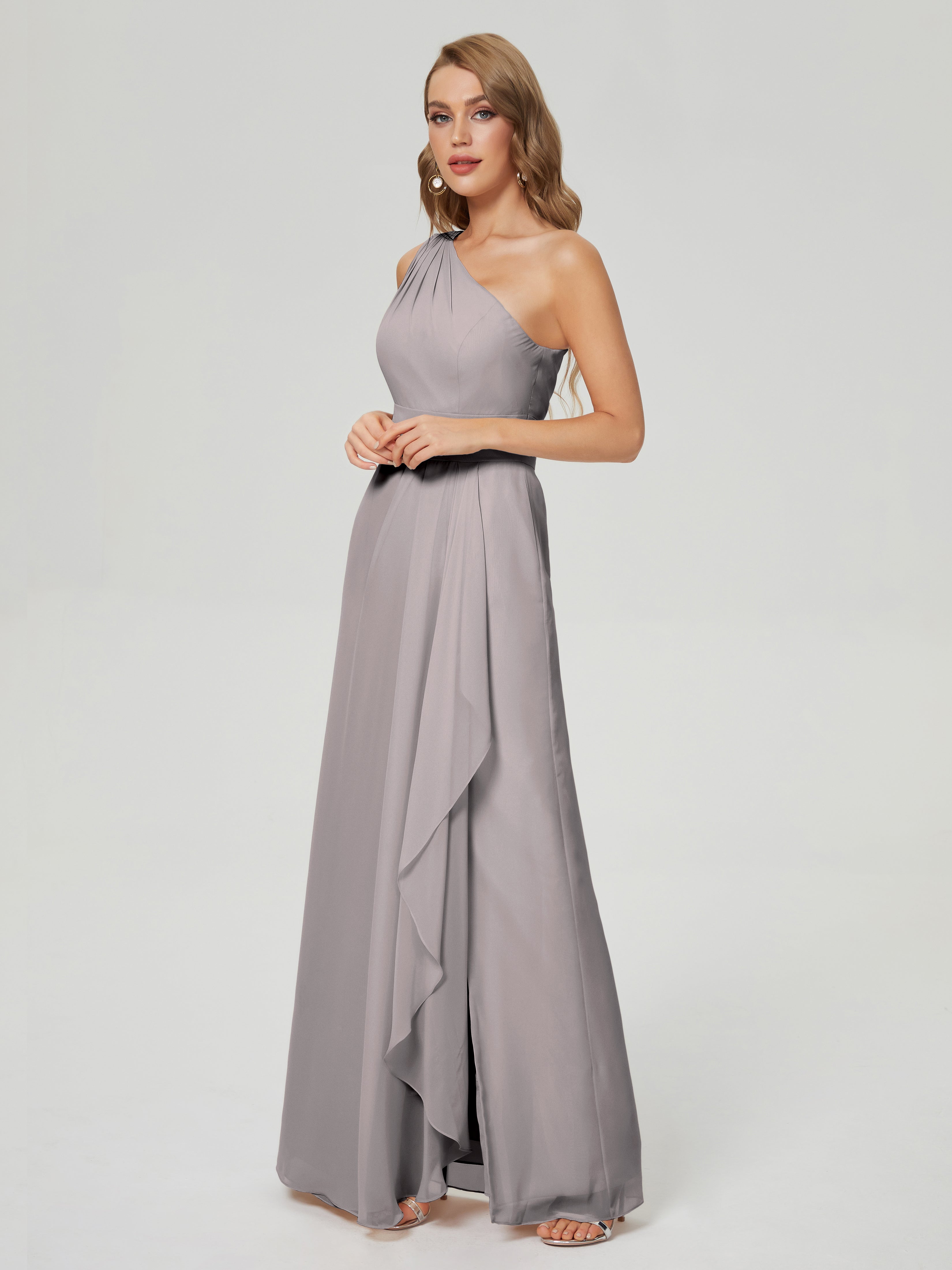 Samara Side Slit One Shoulder Chiffon Bridesmaid Dress