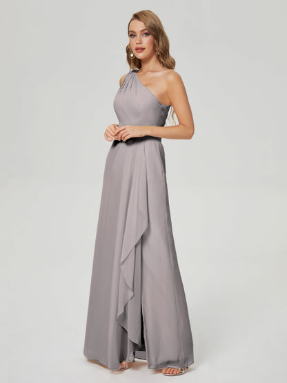 Samara Side Slit One Shoulder Chiffon Bridesmaid Dress