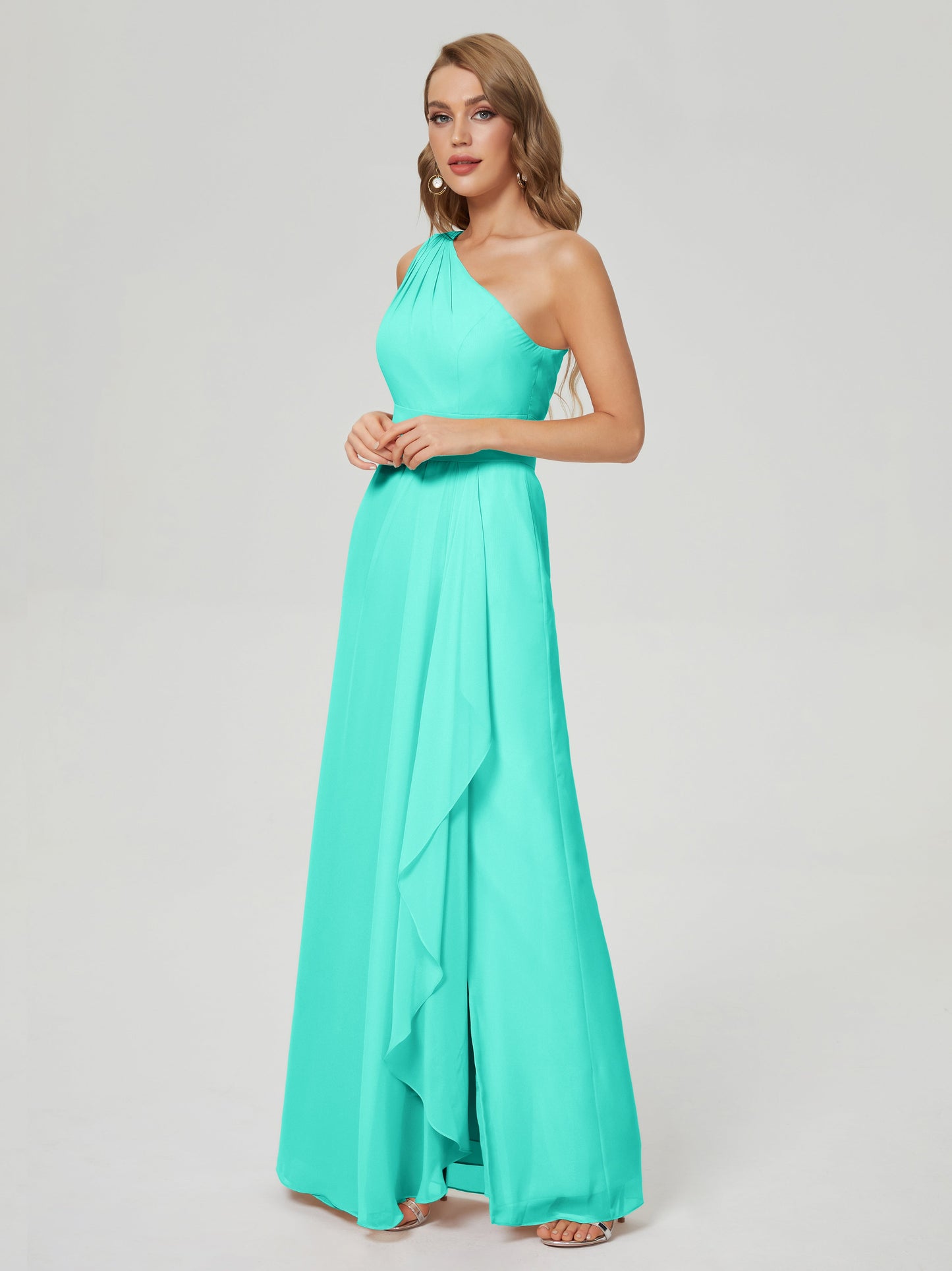 Samara Side Slit One Shoulder Chiffon Bridesmaid Dress