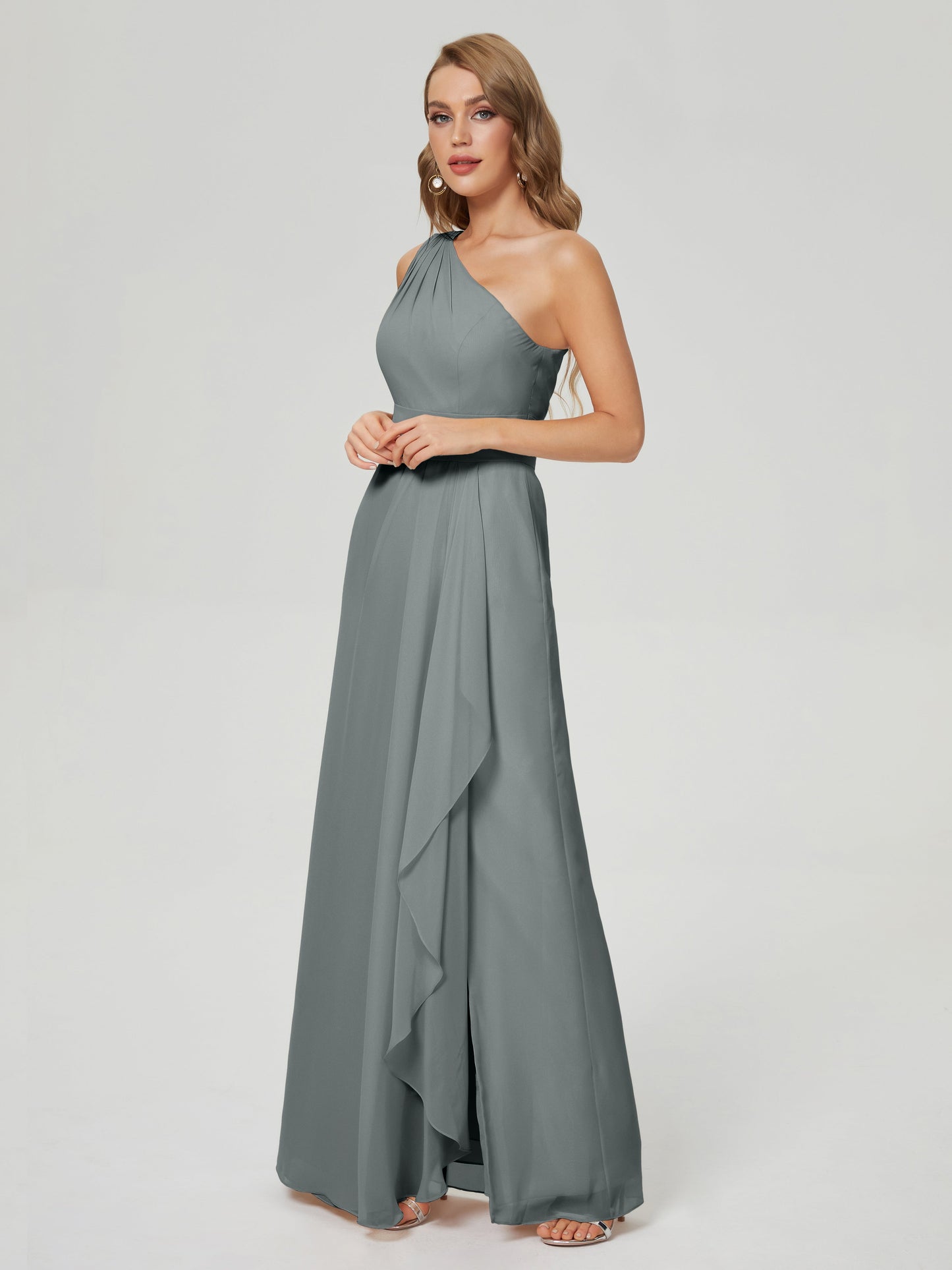 Samara Side Slit One Shoulder Chiffon Bridesmaid Dress