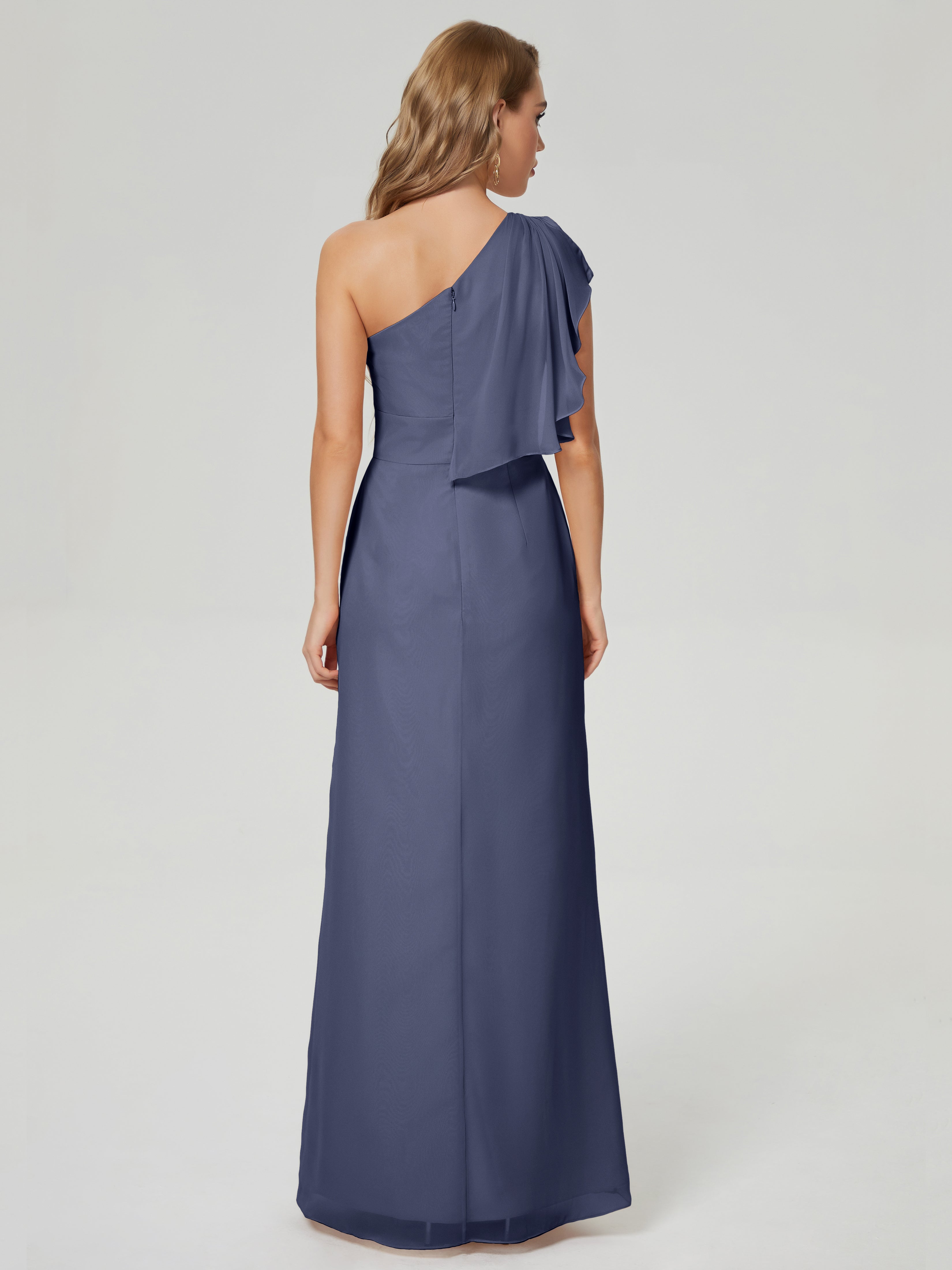 Samara Side Slit One Shoulder Chiffon Bridesmaid Dress