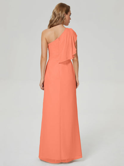 Samara Side Slit One Shoulder Chiffon Bridesmaid Dress