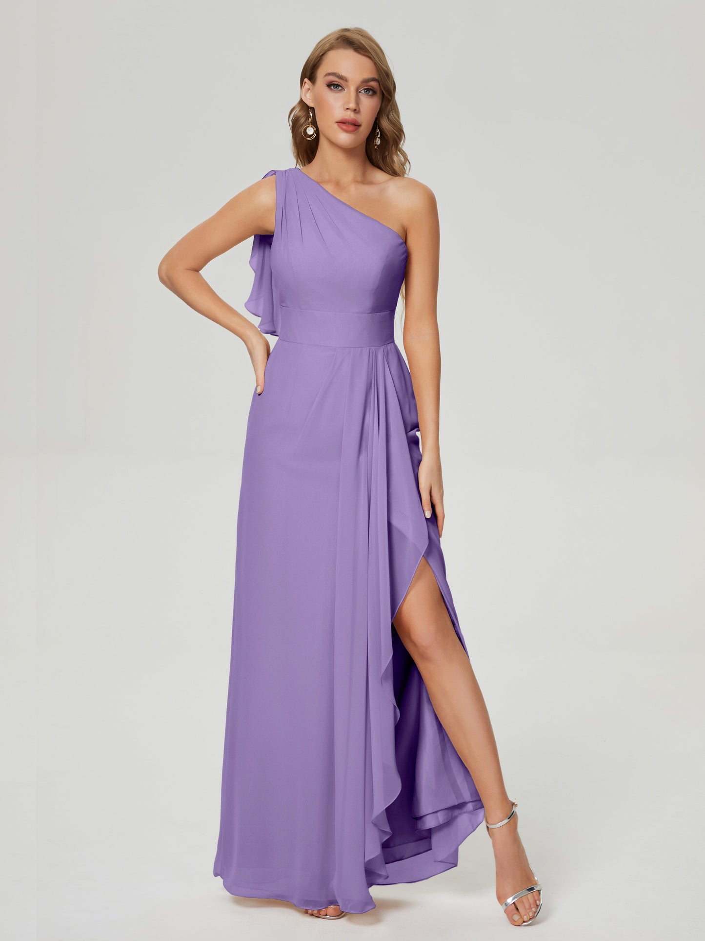 Samara Side Slit One Shoulder Chiffon Bridesmaid Dress