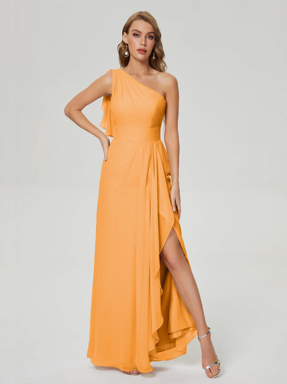Samara Side Slit One Shoulder Chiffon Bridesmaid Dress