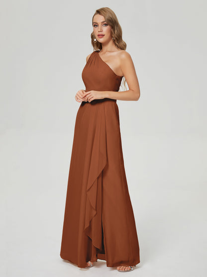 Samara Side Slit One Shoulder Chiffon Bridesmaid Dress