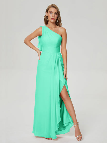 Samara Side Slit One Shoulder Chiffon Bridesmaid Dress
