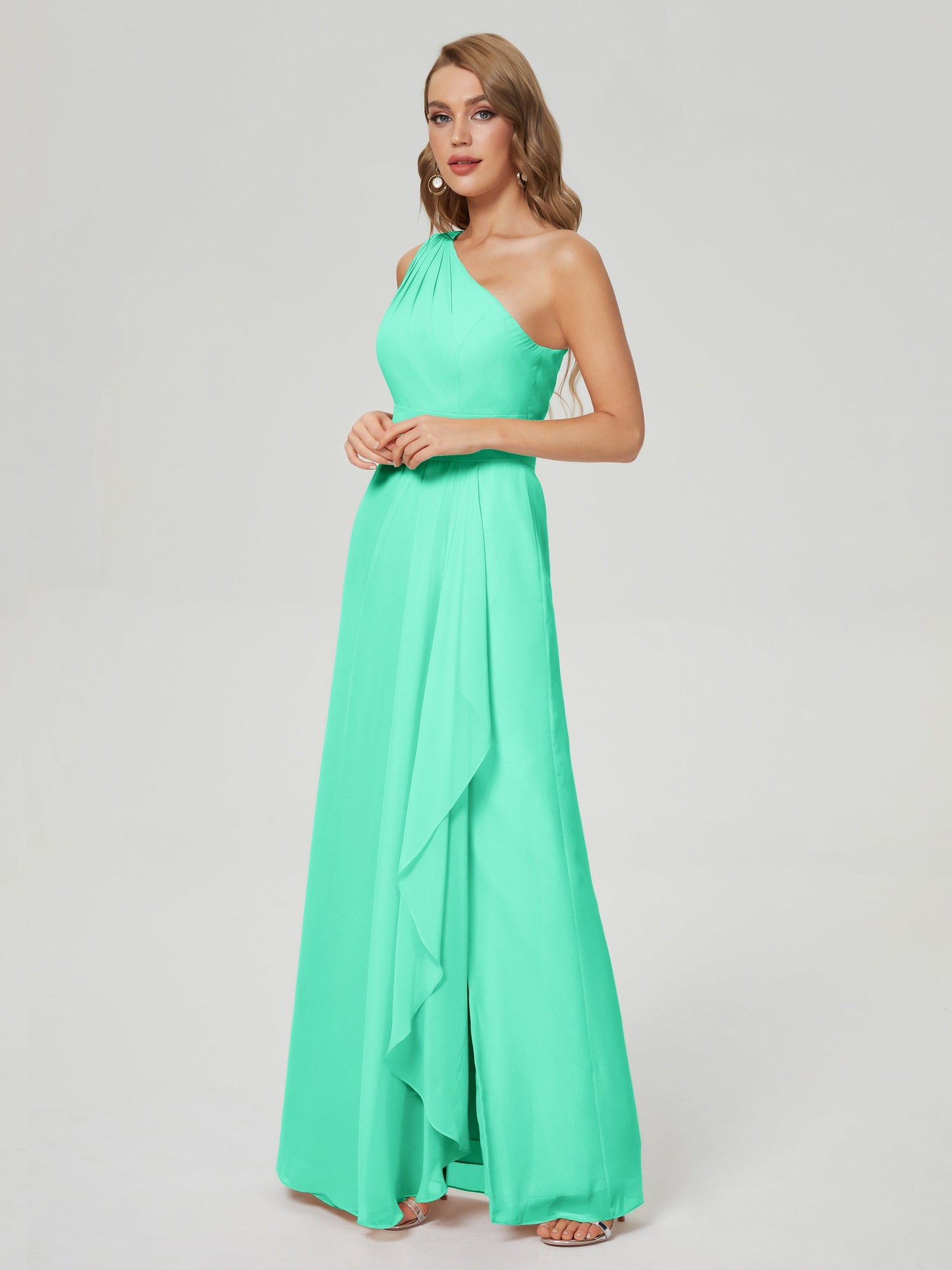 Samara Side Slit One Shoulder Chiffon Bridesmaid Dress