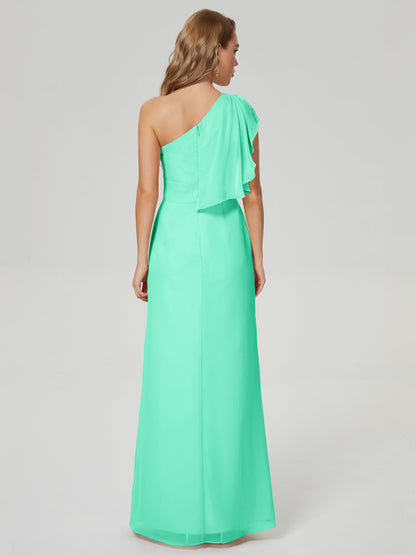 Samara Side Slit One Shoulder Chiffon Bridesmaid Dress