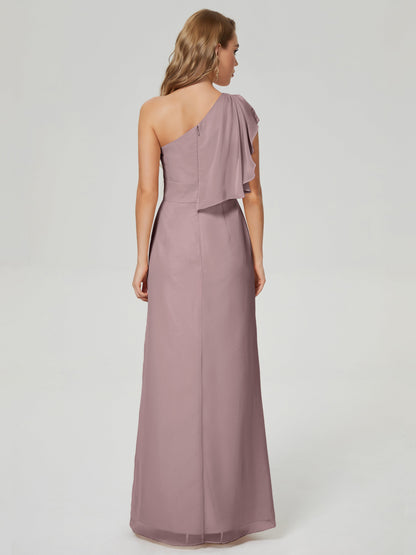 Samara Side Slit One Shoulder Chiffon Bridesmaid Dress