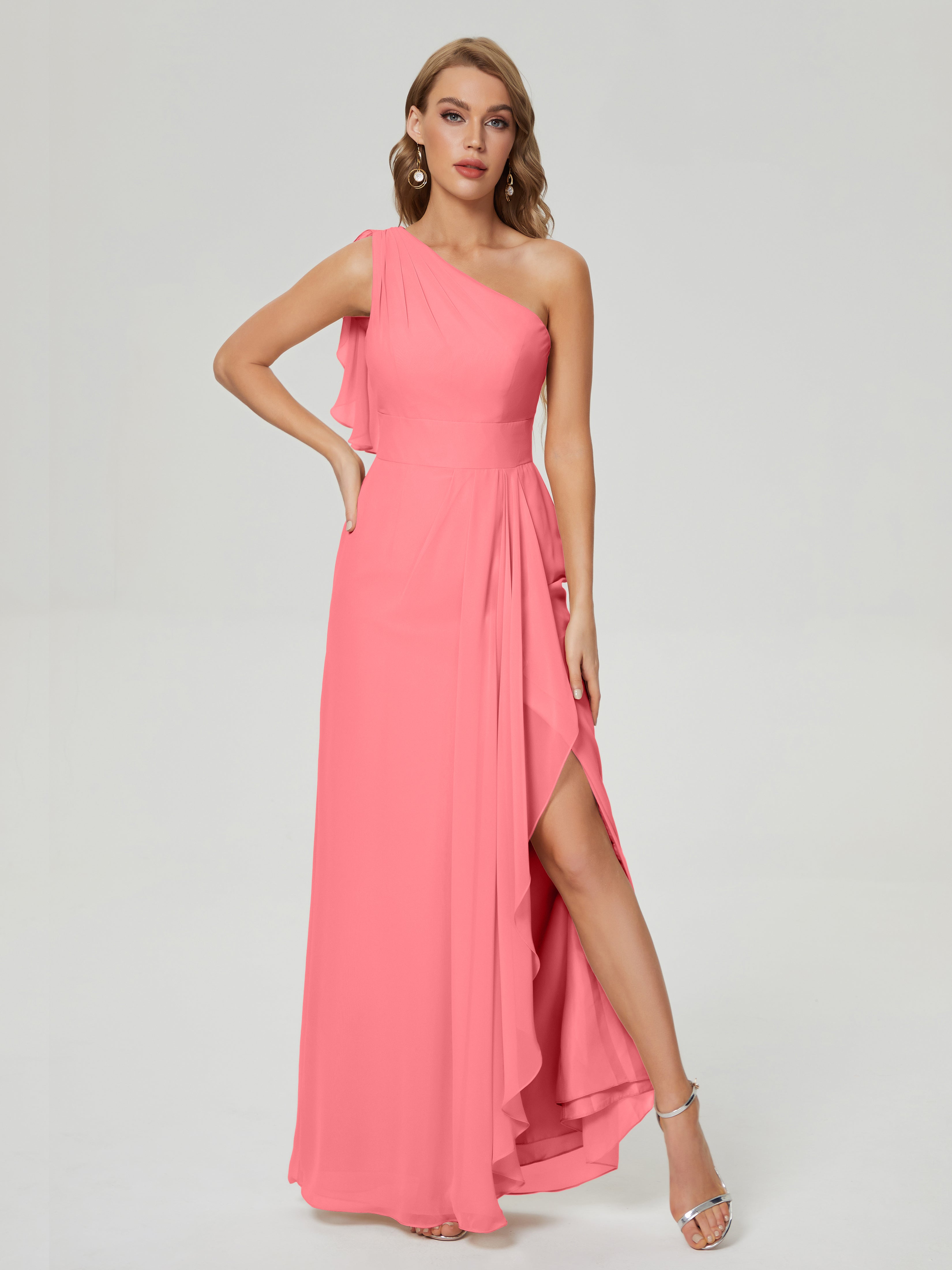 Samara Side Slit One Shoulder Chiffon Bridesmaid Dress