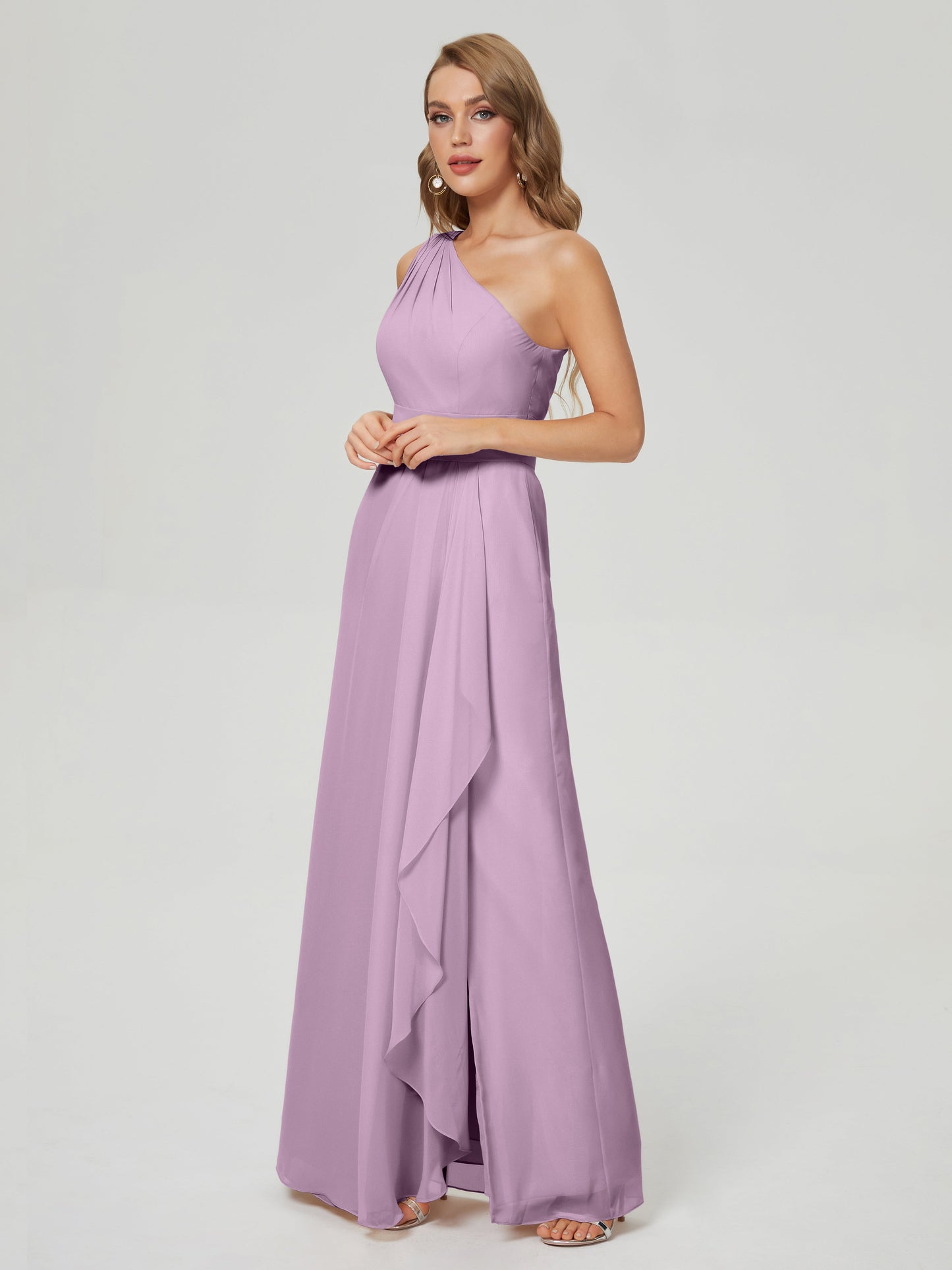 Samara Side Slit One Shoulder Chiffon Bridesmaid Dress