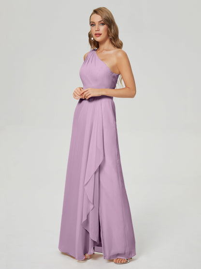 Samara Side Slit One Shoulder Chiffon Bridesmaid Dress