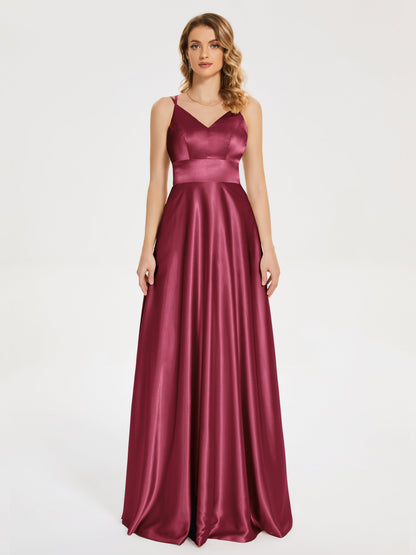 Briella Spaghetti Straps Soft Satin Bridesmaid Dress