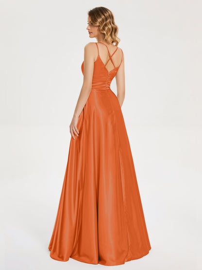 Briella Spaghetti Straps Soft Satin Bridesmaid Dress