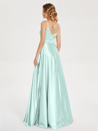 Briella Spaghetti Straps Soft Satin Bridesmaid Dress