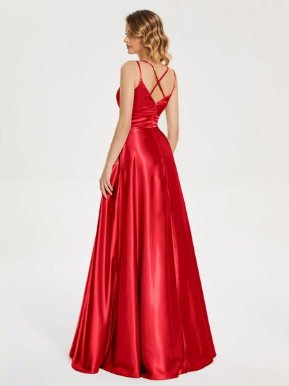 Briella Spaghetti Straps Soft Satin Bridesmaid Dress