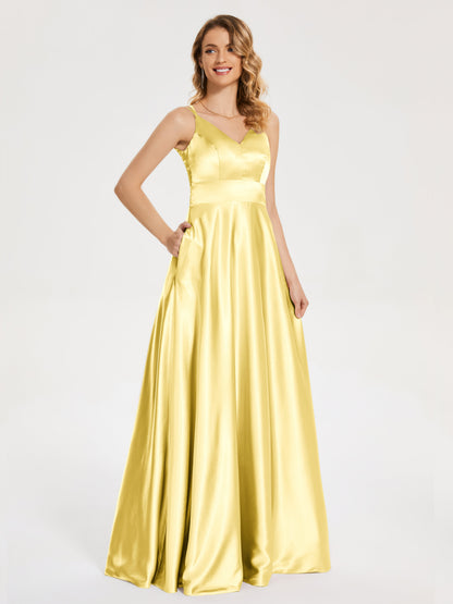 Briella Spaghetti Straps Soft Satin Bridesmaid Dress