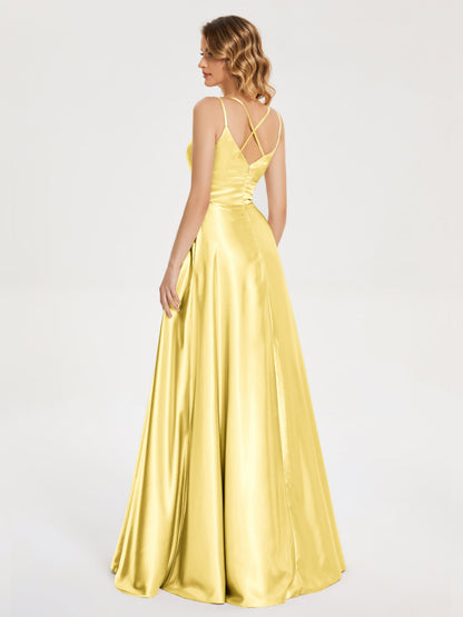Briella Spaghetti Straps Soft Satin Bridesmaid Dress