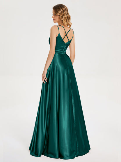 Briella Spaghetti Straps Soft Satin Bridesmaid Dress