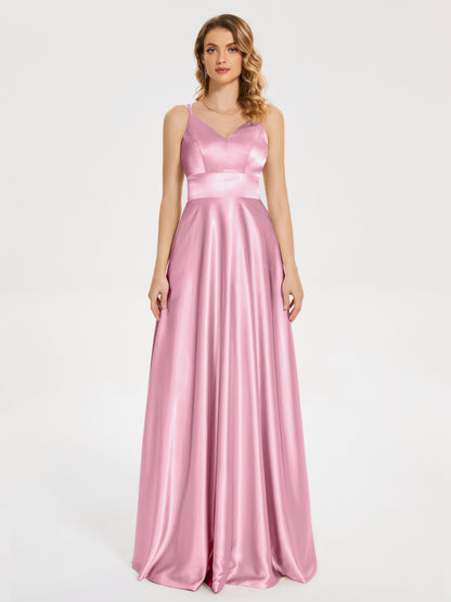 Briella Spaghetti Straps Soft Satin Bridesmaid Dress