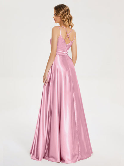 Briella Spaghetti Straps Soft Satin Bridesmaid Dress