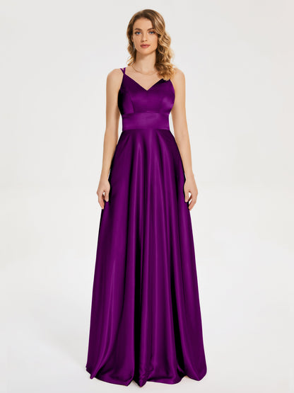 Briella Spaghetti Straps Soft Satin Bridesmaid Dress