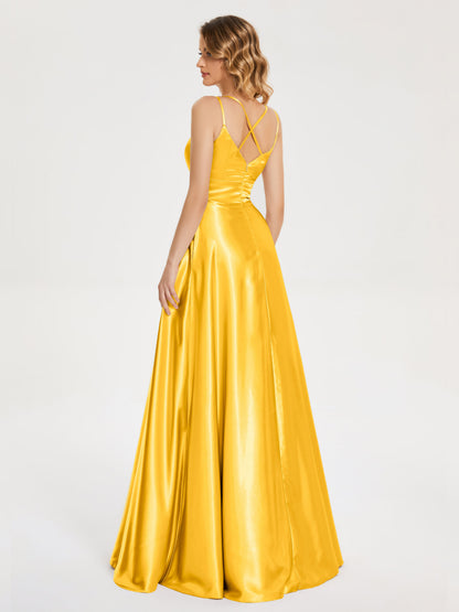 Briella Spaghetti Straps Soft Satin Bridesmaid Dress