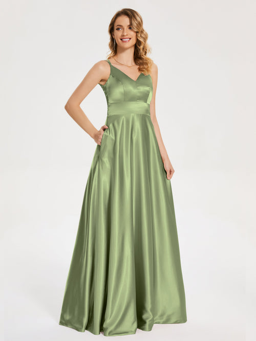 Briella Spaghetti Straps Soft Satin Bridesmaid Dress