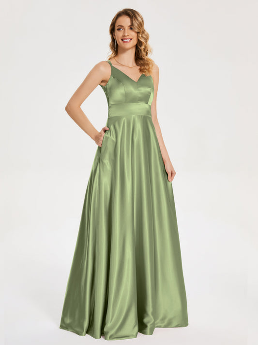 Briella Spaghetti Straps Soft Satin Bridesmaid Dress