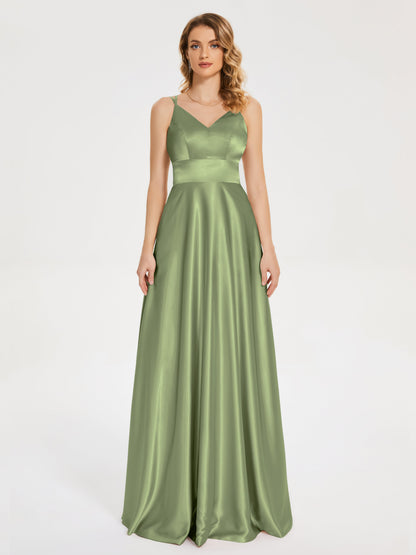 Briella Spaghetti Straps Soft Satin Bridesmaid Dress