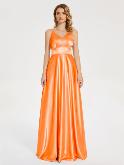 Briella Spaghetti Straps Soft Satin Bridesmaid Dress