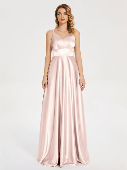 Briella Spaghetti Straps Soft Satin Bridesmaid Dress