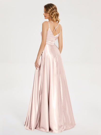 Briella Spaghetti Straps Soft Satin Bridesmaid Dress