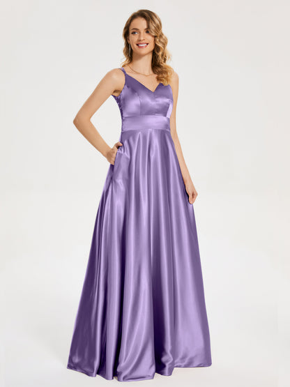 Briella Spaghetti Straps Soft Satin Bridesmaid Dress