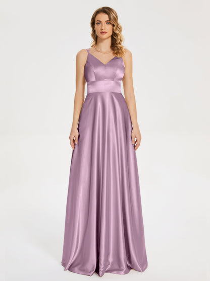 Briella Spaghetti Straps Soft Satin Bridesmaid Dress