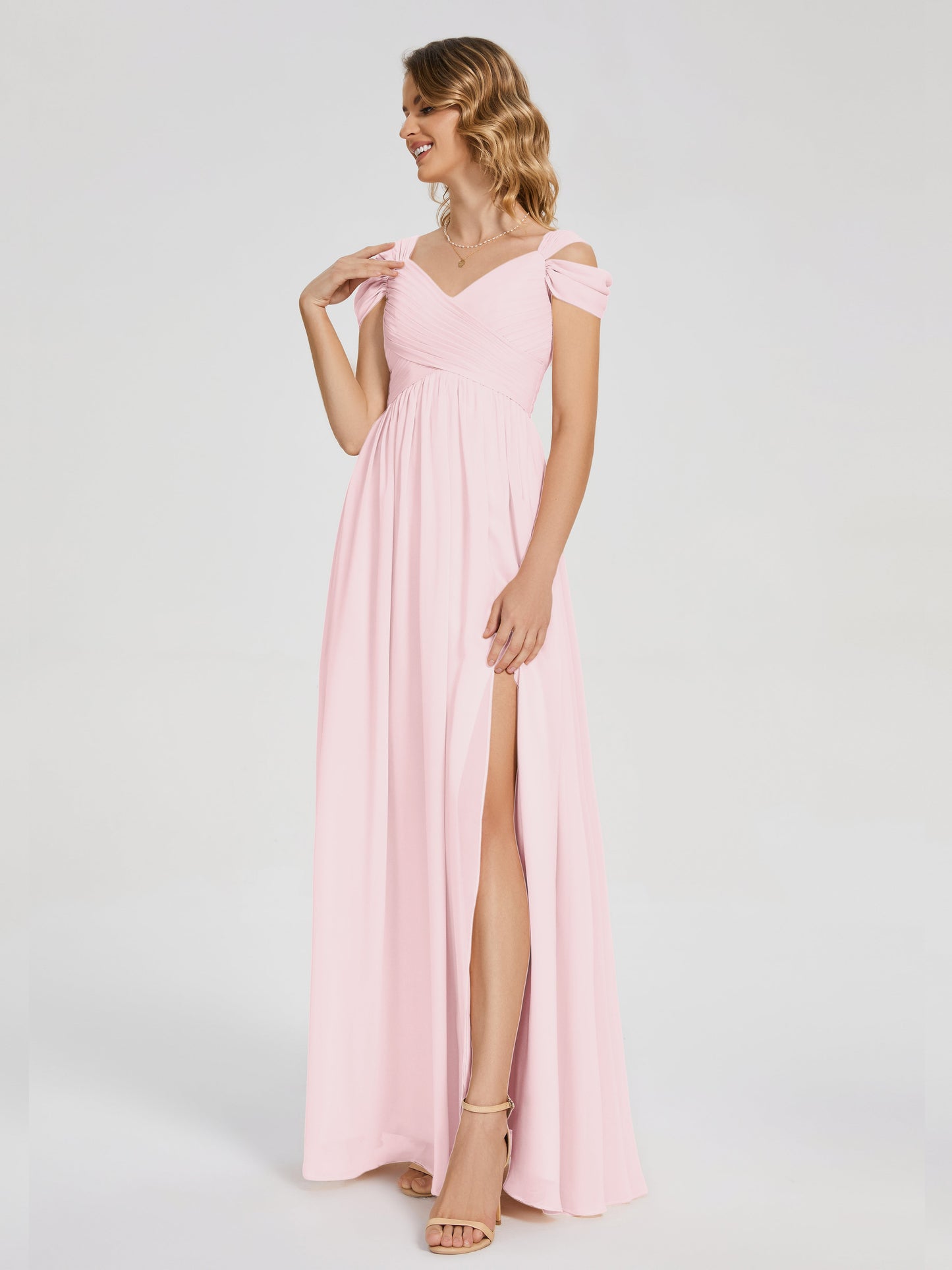 Charlee Straps Side Slit Empire Bridesmaid Dress